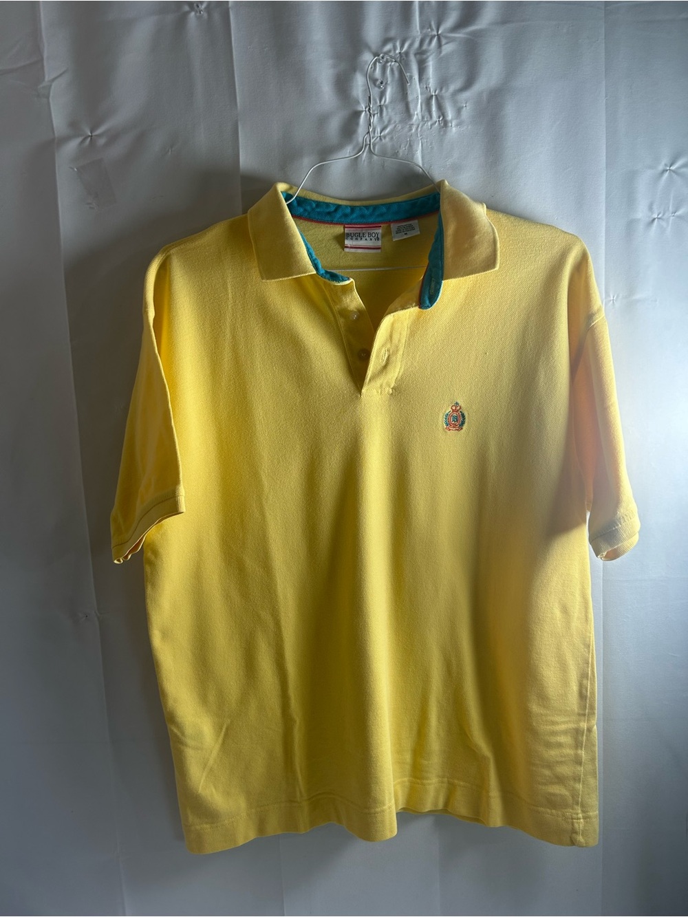 Bugle Boy Yellow Polo with Teal Contrast Collar - Men